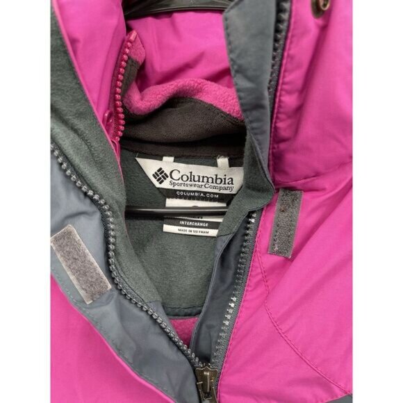 Columbia‎ Woman's Ski Parka Jacket M Double Layer Omni Tech Hooded Pink Gray - Picture 2 of 8